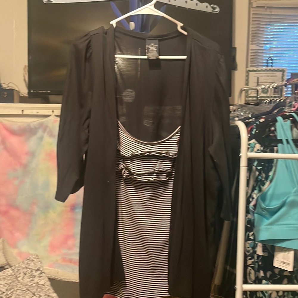 Faded Glory black/white  3X dress tank top w over jacket